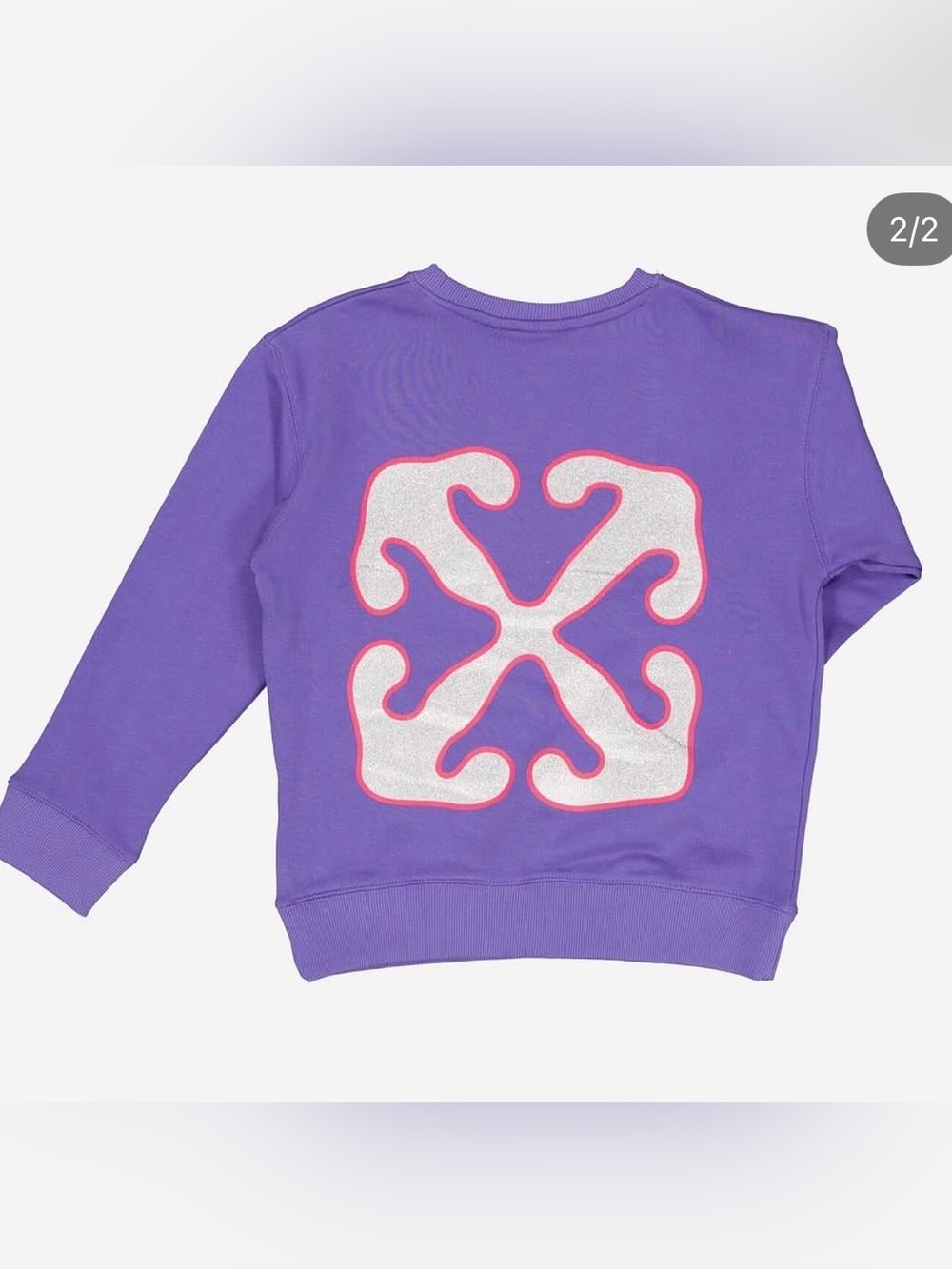 OFF-White Girls Kids Purple Pullover Sweatshirt with Reflective Back Graphic